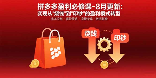拼多多盈利必修课-8月更新：突破运营瓶颈 实现从烧钱到印钞的盈利模式转型-68资源