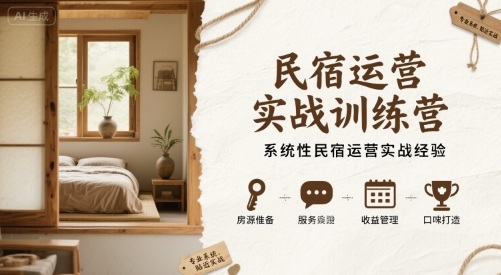 民宿运营实战训练营，系统性民宿运营实战经验-68资源