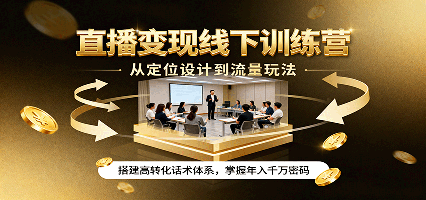 直播变现线下训练营，从定位设计到流量玩法，搭建高转化话术体系，掌握年入千万密码-68资源