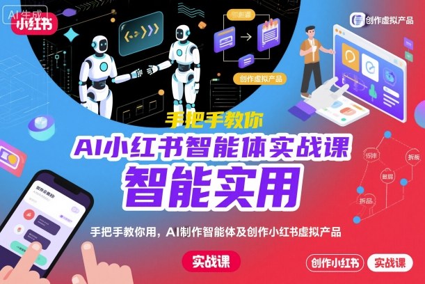 AI小红书智能体实战课，手把手教你用AI制作智能体及创作小红书虚拟产品，提效+内容商业化-68资源