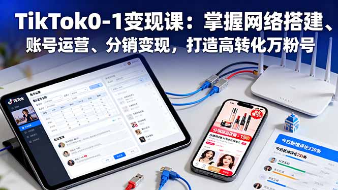 TikTok0-1变现课：掌握网络搭建、账号运营、分销变现，打造高转化万粉号-68资源