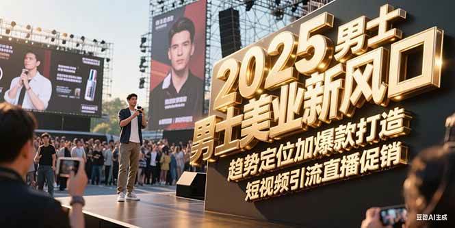 2025男士美业新风口，趋势定位加爆款打造，短视频引流直播促销-68资源
