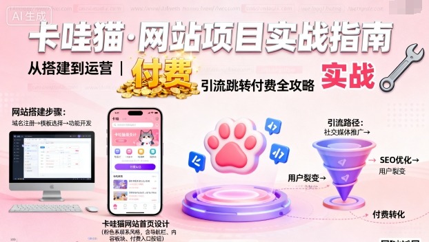 卡哇猫·网站项目,网站搭建与运营以及引流跳转付费-68资源