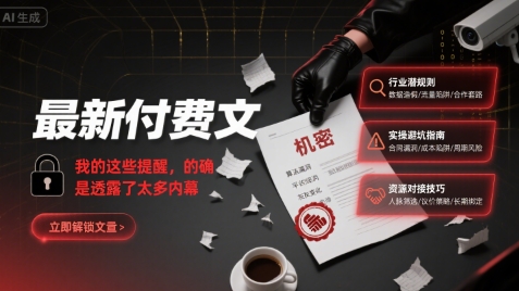 最新付费文：我的这些提醒，的确是透露了太多内幕-68资源