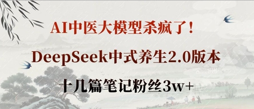 AI中医大模型杀疯了！DeepSeek中式养生2.0版本，十几篇笔记粉丝3w+-68资源