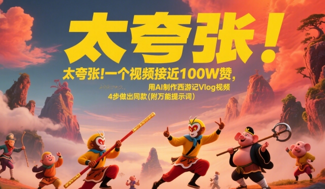 太夸张！一个视频接近100W赞，用AI制作西游记Vlog视频，全流程拆解来了(附万能提示词)-68资源