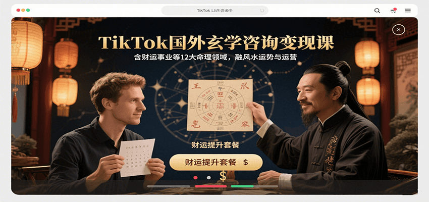 TikTok国外玄学咨询变现课，含财运事业等12大命理领域，融风水运势与运营-68资源