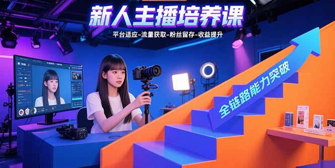 新人主播培养课：平台适应-流量获取-粉丝留存-收益提升 全链路能力突破-68资源