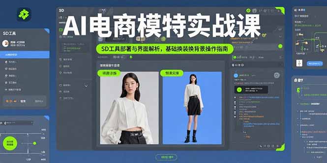AI电商模特实战课，SD工具部署与界面解析，基础换装换背景操作指南-68资源