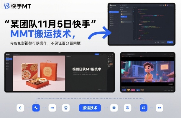 某团队11月5日快手MT搬运技术，带货和影视都可以操作，不保证百分百同框，自测-68资源