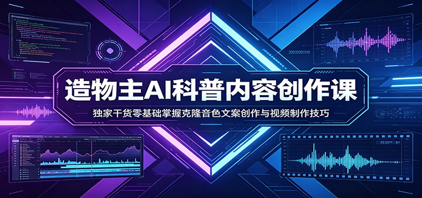 AI科普内容创作课：独家干货零基础掌握克隆音色文案创作与视频制作技巧-68资源