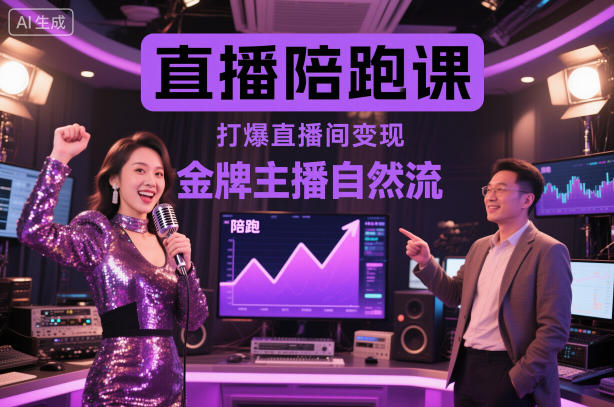 直播陪跑课，金牌主播自然流打爆直播间，复制高变现玩法-68资源