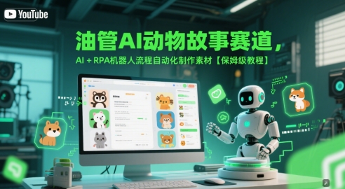 油管AI动物故事赛道，AI+RPA机器人流程自动化制作素材【保姆级教程】-68资源