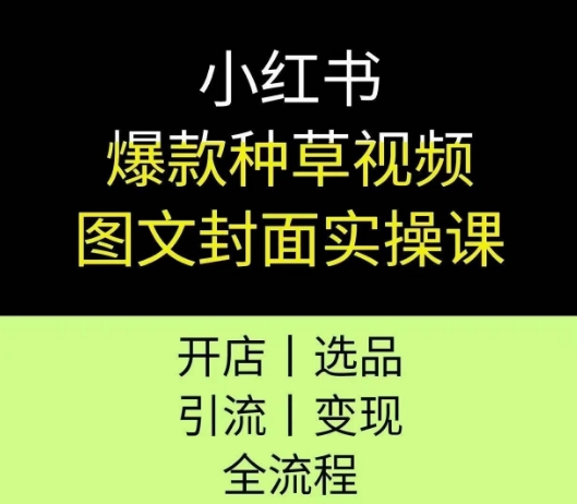 小红书爆款种草视频图文封面实操课，开店、选品、引流、变现全流程-68资源