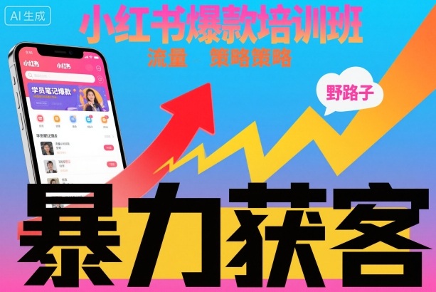 小红书爆款培训班，小红书获客野路子流量打法，暴力持续获客-68资源