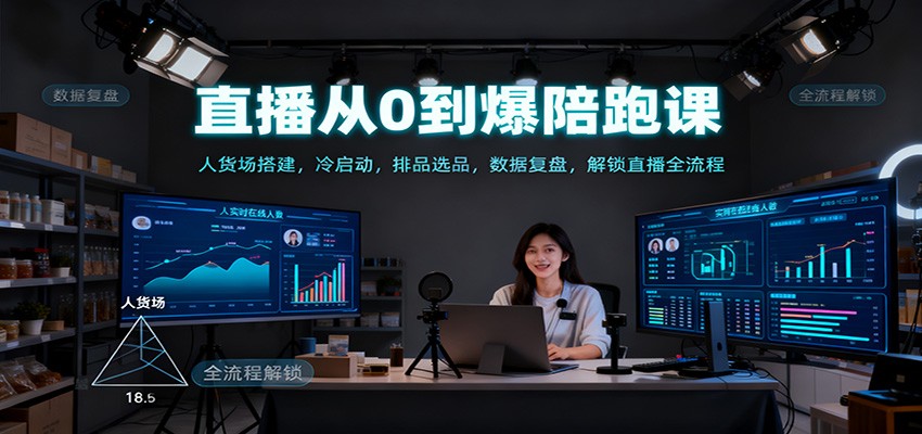 直播从0到爆陪跑课：人货场搭建，冷启动，排品选品，数据复盘，解锁直播全流程-68资源