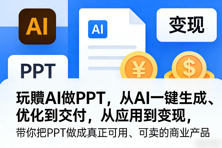 玩賺AI做PPT，从AI一键生成、优化到交付，从应用到变现，带你把PPT做成真正可用、可卖的商业产品(更新0401)-68资源