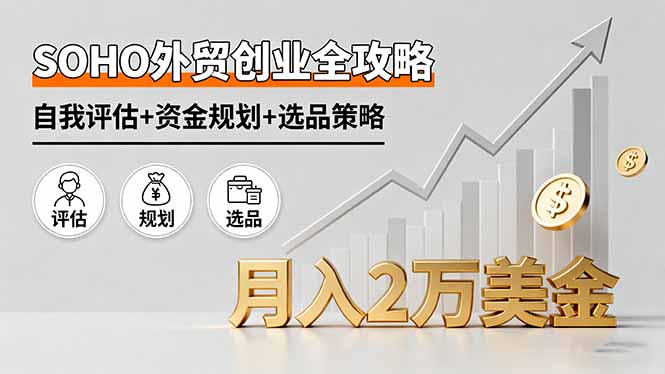 SOHO外贸创业全攻略，自我评估+资金规划+选品策略，月入2万美金-68资源