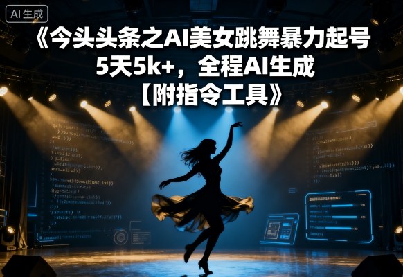 今日头条之AI美女跳舞暴力起号，5天1k+，全程AI生成【附指令工具】-68资源