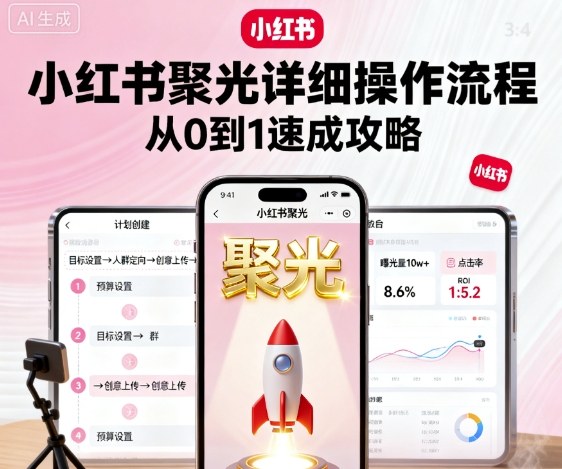 小红书聚光详细操作流程，小红书聚光从0到1速成攻略-68资源