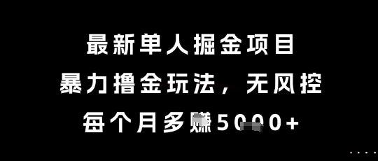 最新单人掘金项目，暴力撸金玩法，无风控，每个月多挣5k+【揭秘】-68资源
