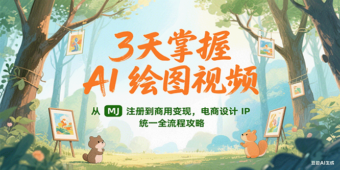 3天掌握AI绘图视频，从MJ 注册到商用变现，电商设计IP统一全流程攻略-68资源