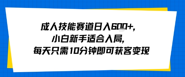 成人技能赛道日入多张，小白新手适合入局，每天只需10分钟即可获客变现-68资源