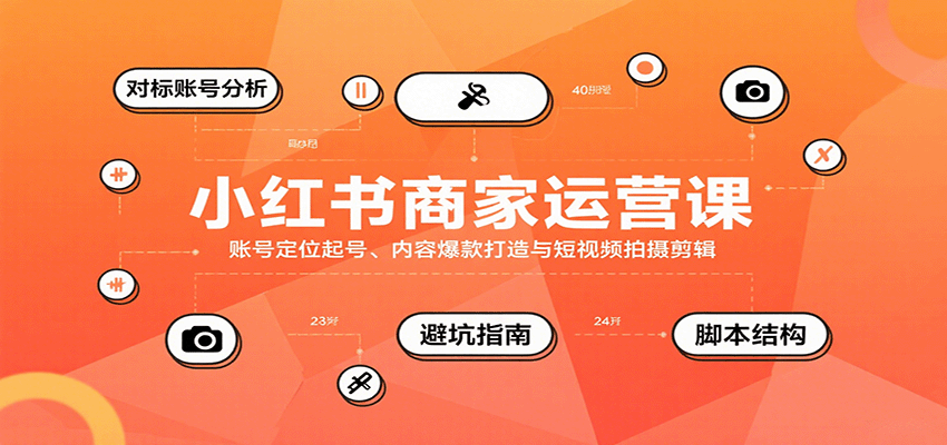 小红书商家运营课，账号定位起号、内容爆款打造与短视频拍摄剪辑-68资源