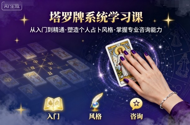 塔罗牌系统学习课，助你从入门到精通，塑造个人占卜风格，掌握专业咨询能力-68资源