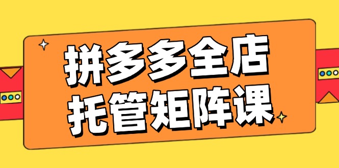 （14328期）拼多多全店托管矩阵课，盈利动销玩法，高效计划设置，提升店铺效益-68资源