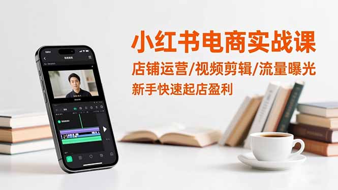 小红书电商实战课：店铺运营/视频剪辑/流量曝光，新手快速起店盈利-68资源