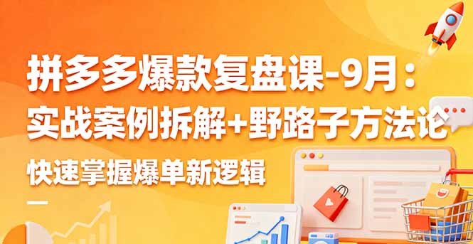 拼多多爆款复盘课-9月：实战案例拆解+野路子方法论，快速掌握爆单新逻辑-68资源