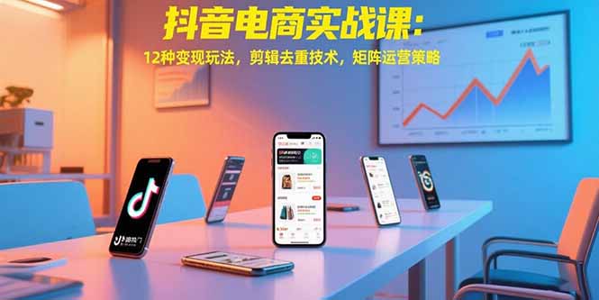 抖音电商实战课：12种变现玩法，剪辑去重技术，矩阵运营策略-68资源
