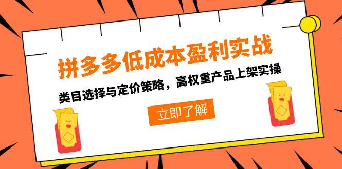 拼多多低成本盈利实战，类目选择与定价策略，高权重产品上架实操-68资源