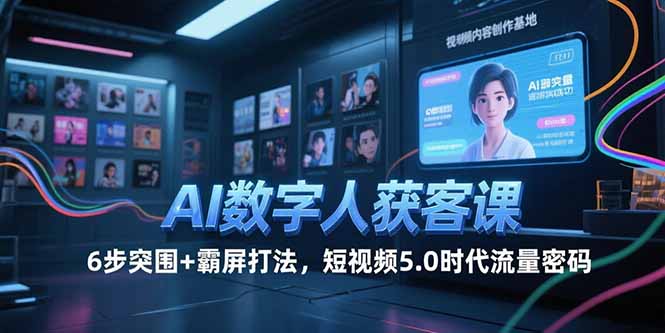 AI数字人获客课，6步突围+霸屏打法，短视频5.0时代流量密码-68资源