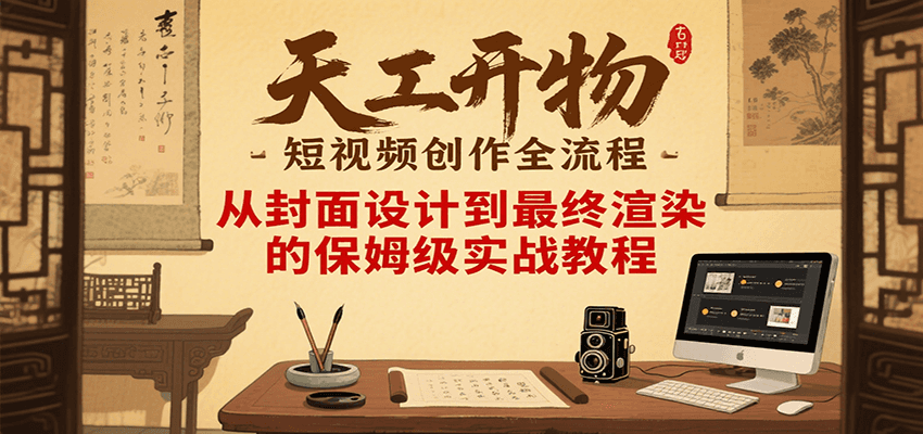 天工开物短视频创作全流程，从封面设计到最终渲染的保姆级实战教程-68资源