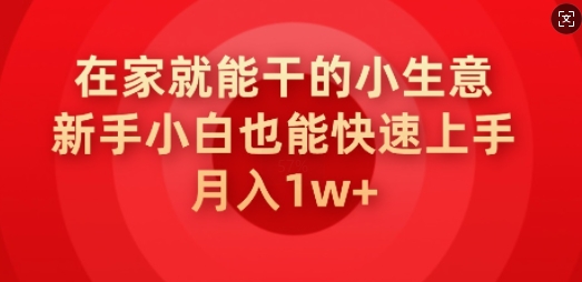 在家就能干的小生意，新手小白也能快速上手，月入1w-68资源