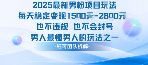 2025最新男粉项目玩法每天变现1k+也不违规也不会封号男人最懂男人的玩法-68资源