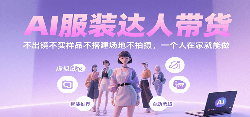 AI服装达人带货，不出镜不买样品不搭建场地不拍摄，一个人在家就能做-68资源