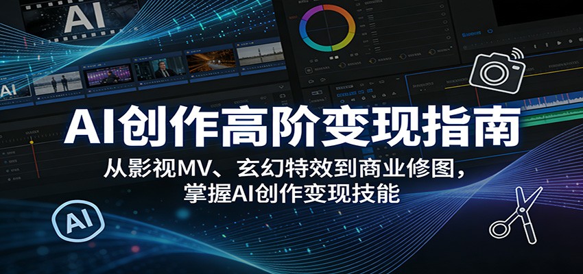 AI创作高阶变现指南：从影视MV、玄幻特效到商业修图，掌握AI创作变现技能-68资源