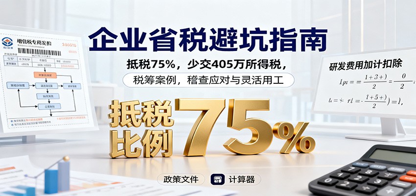 企业省税避坑指南：抵税75%，少交405万所得税，税筹案例，稽查应对与灵活用工-68资源