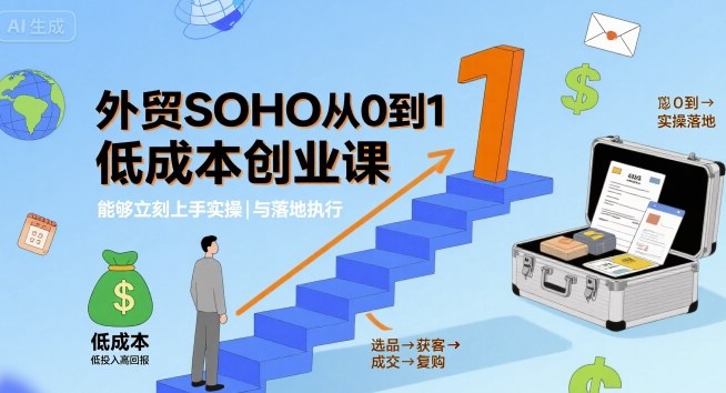 外贸SOHO从0到1低成本创业课，能够立刻上手实操与落地执行-68资源