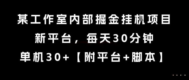 某工作室内部掘金挂G项目，新平台，每天30分钟，单机30+【揭秘】-68资源