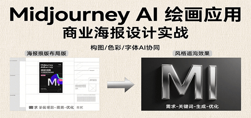 Midjourney AI绘画应用，关键词指令解析、漫画头像制作、海报设计、3D人物生成等-68资源
