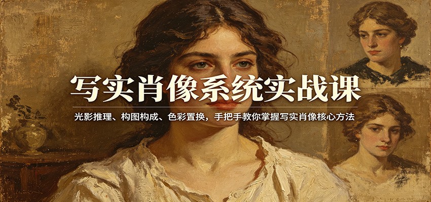 写实肖像系统实战课：光影推理、构图构成、色彩置换，手把手教你掌握写实肖像核心方法-68资源