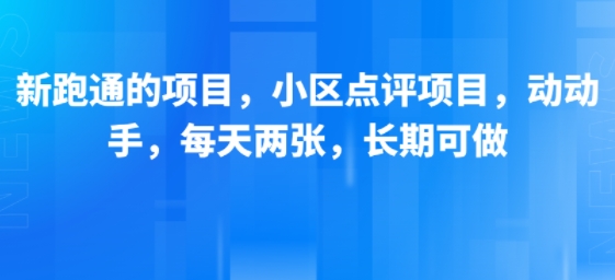 新跑通的项目，小区点评项目，动动手，每天两张，长期可做-68资源