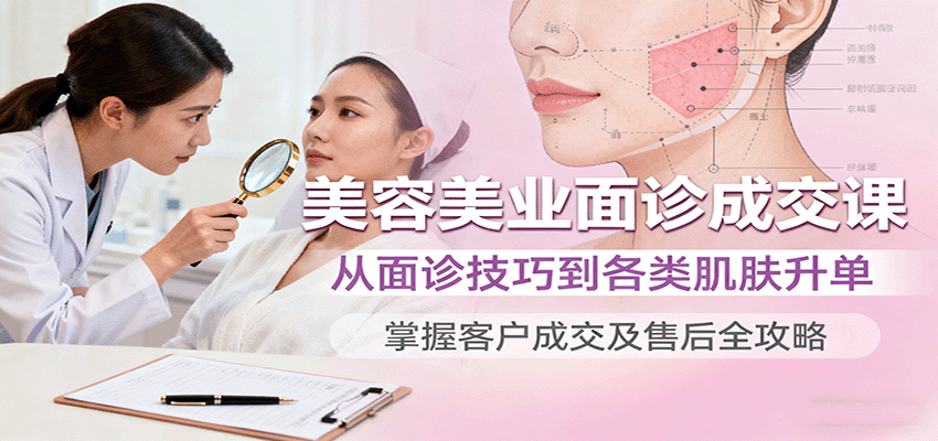 美容美业面诊成交课，从面诊技巧到各类肌肤升单，掌握客户成交及售后全攻略-68资源