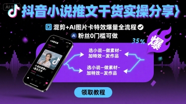 抖音小说推文干货实操分享，混剪+AI图片卡特效爆量全流程，0粉丝0门槛可做-68资源
