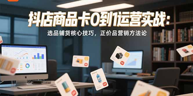 抖店商品卡0到1运营实战：选品铺货核心技巧，正价品营销方法论-68资源