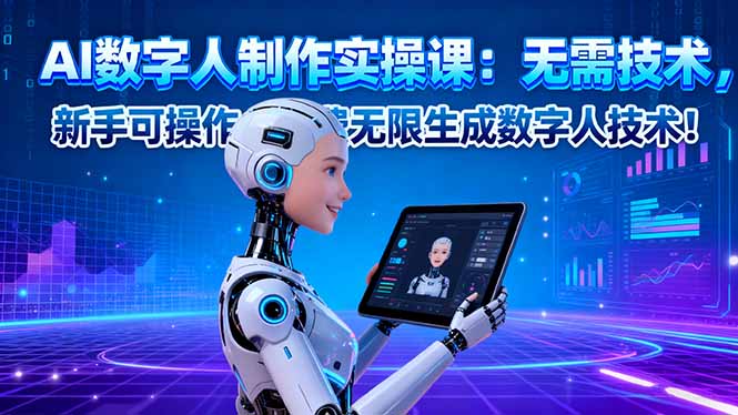 AI数字人制作实操课：无需技术，新手可操作，免费无限生成数字人技术！-68资源